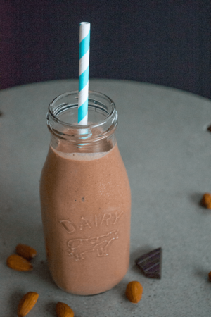 Keto almond butter chocolate breakfast shake