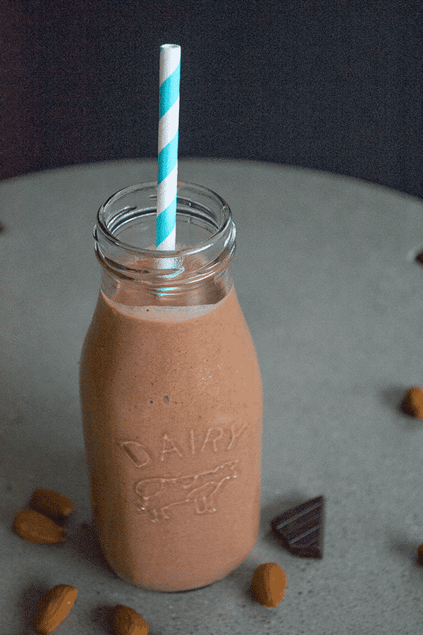 Keto almond butter chocolate breakfast shake