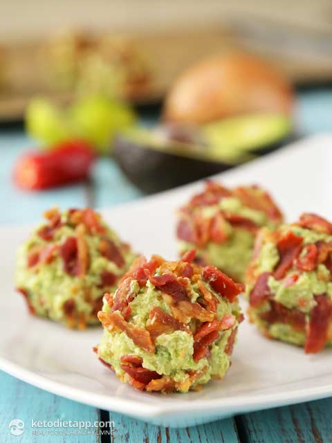 Savory Keto Fat Bombs made with bacon and avocado guacamole - great for a ketogenic diet