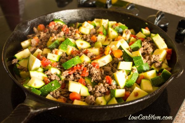 fried zucchini and beef - cheap keto dinner
