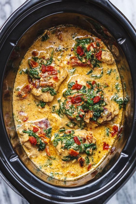 keto chicken dinner recipes - low carb Tuscan Chicken Crock Pot