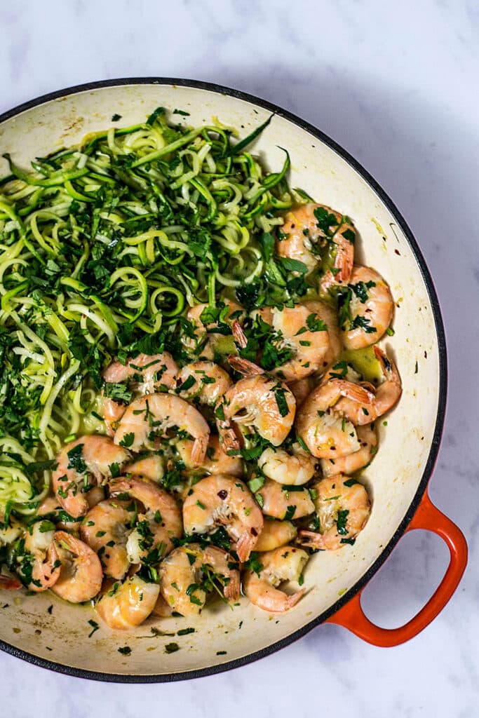 keto lemon garlic butter shrimp with zucchini