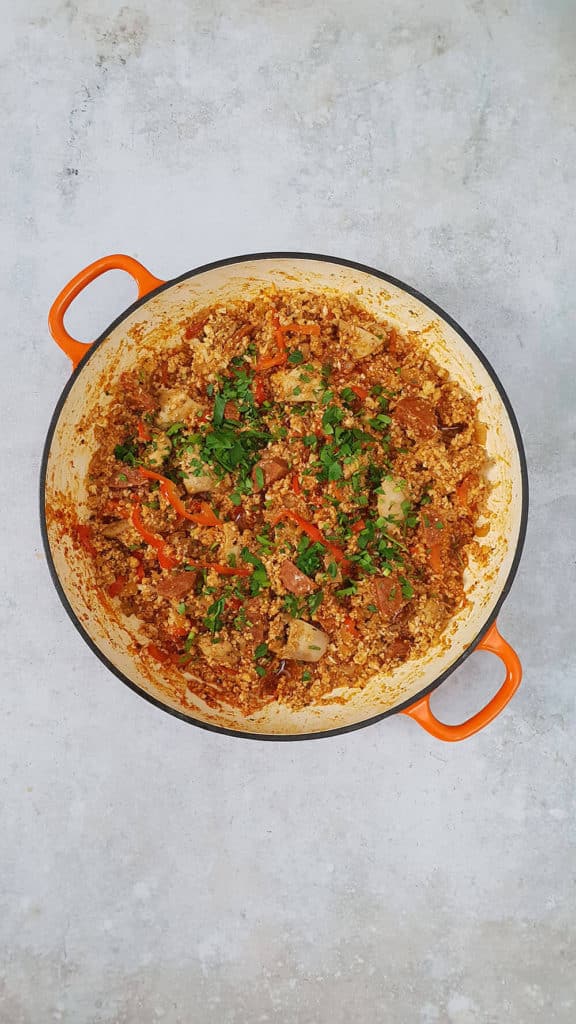 keto chicken and chorizo jambalaya
