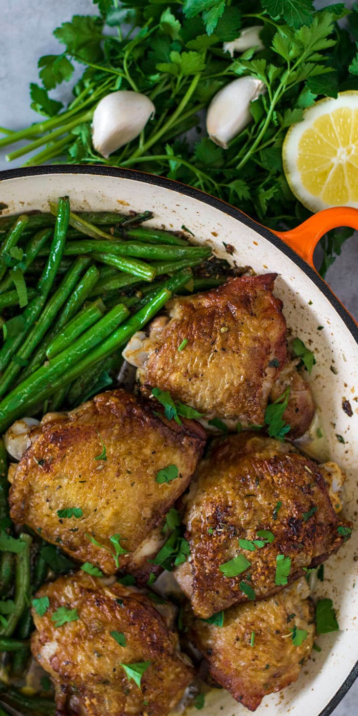 Easy Garlic Butter Keto Chicken Thighs with Green Beans I Eat Keto