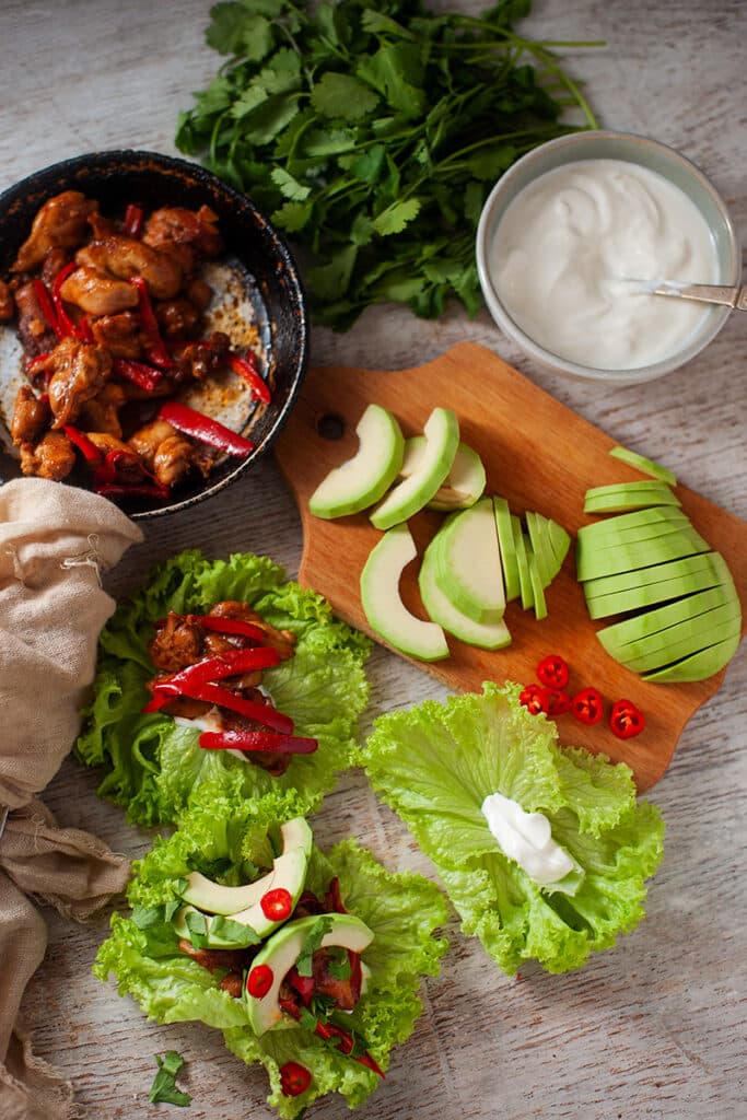 Keto chicken fajita lettuce wraps