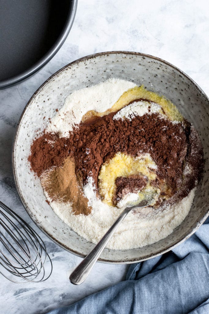 Ingredients for easy keto chocolate cake