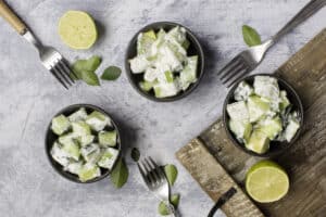 Easy keto avocado cucumber salad