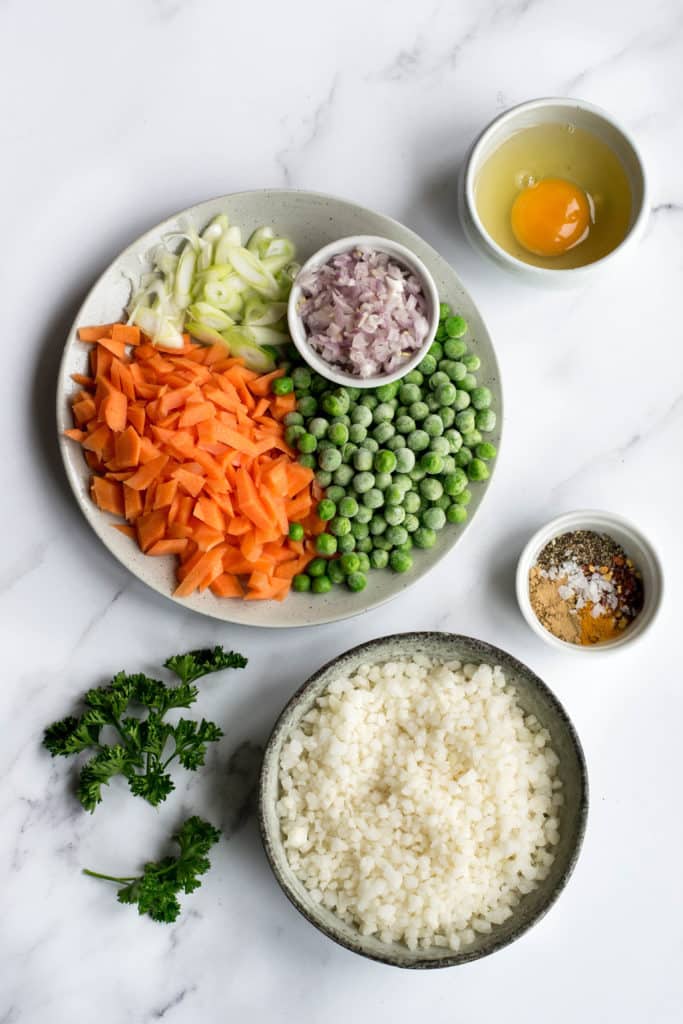 Ingredients for a quick Keto fried rice
