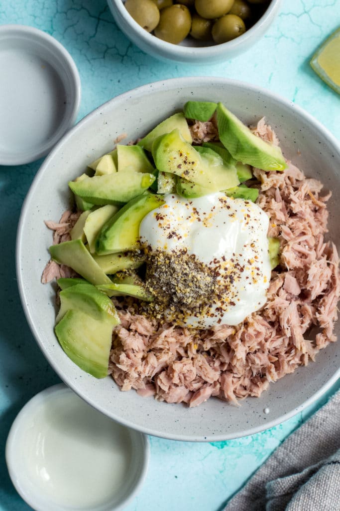 Ingredients for keto tuna lettuce wraps
