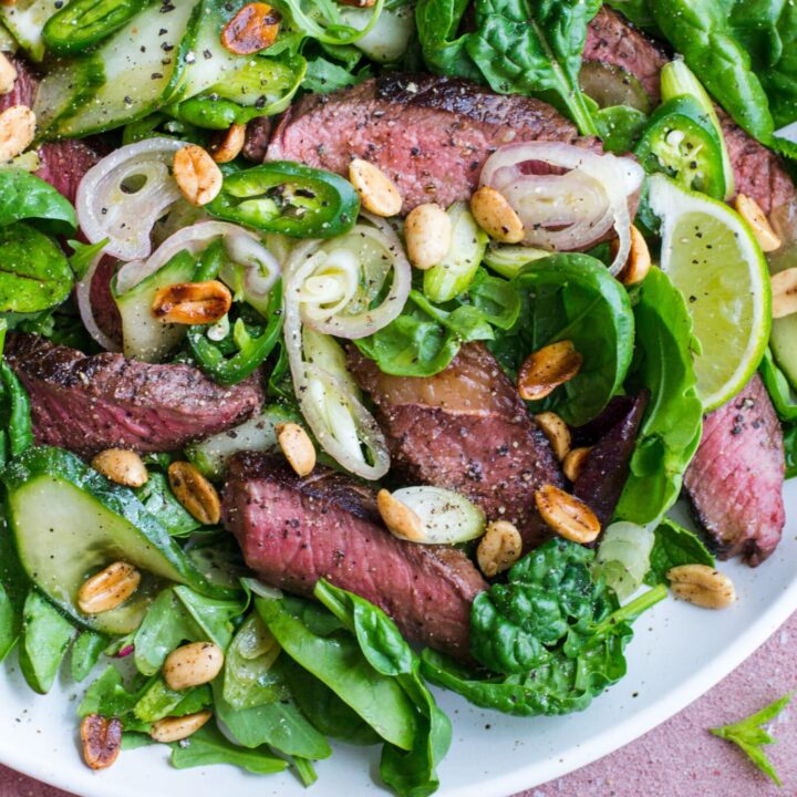 Keto Thai-inspired beef salad with peanuts