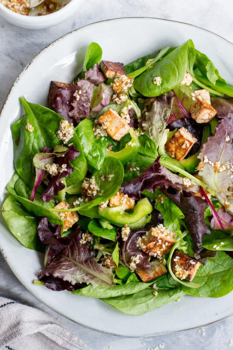 Vegan keto tofu salad with sesame dressing I Eat Keto