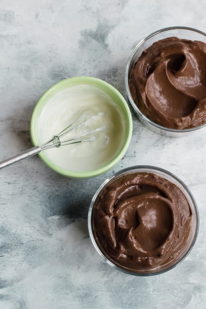 keto chocolate avocado mousse with cream cheese frosting