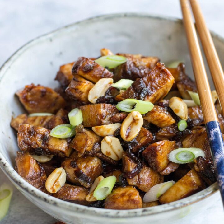 Keto Kung Pao chicken with scallions