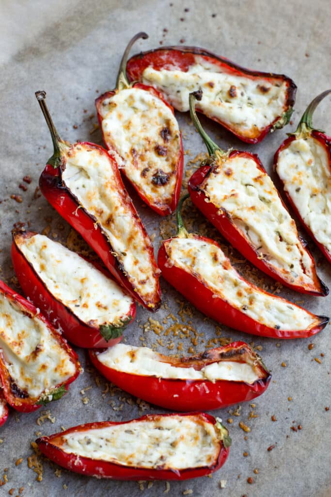 Baked cream cheese stuffed mini peppers