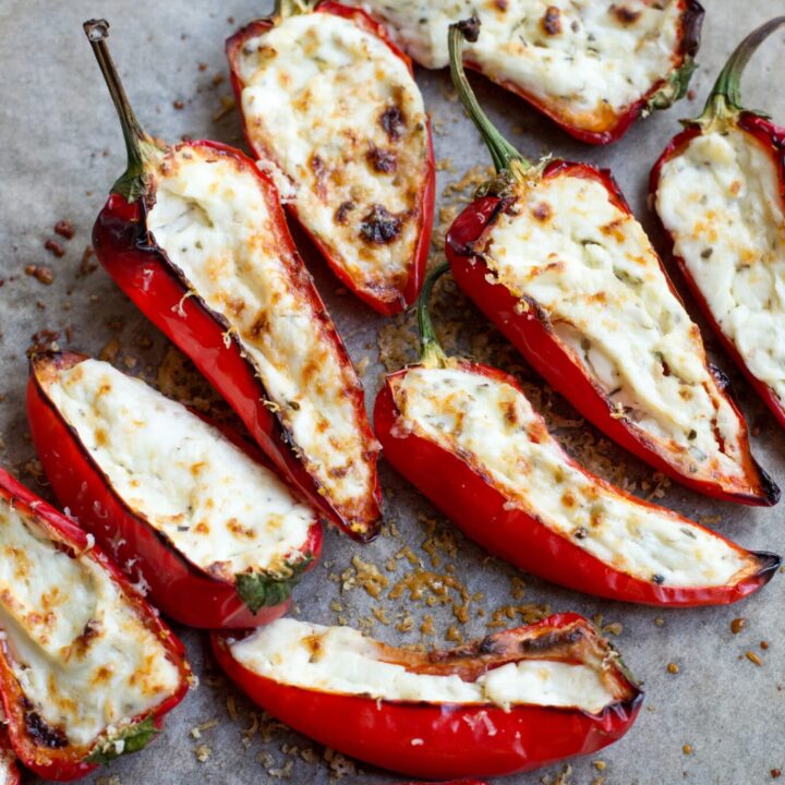 Baked cream cheese stuffed mini peppers
