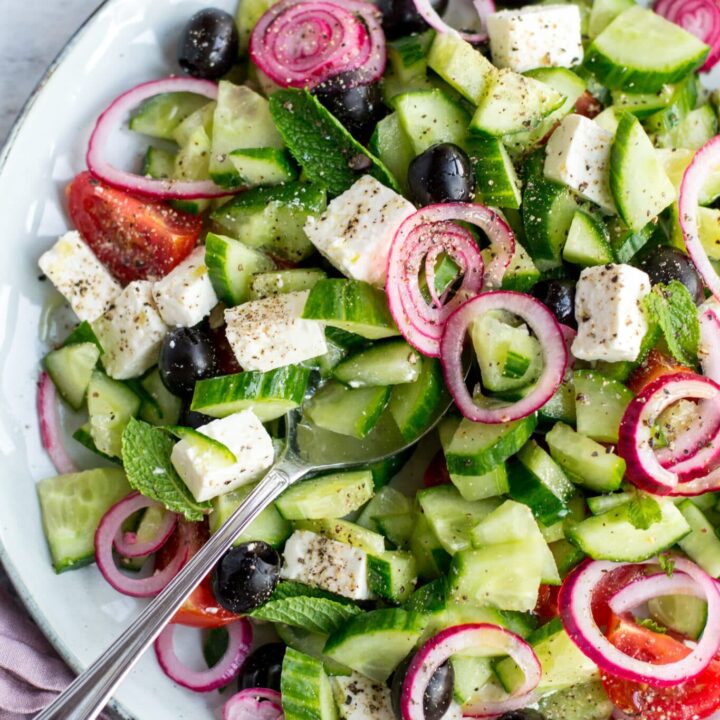 Keto Greek salad on a plate