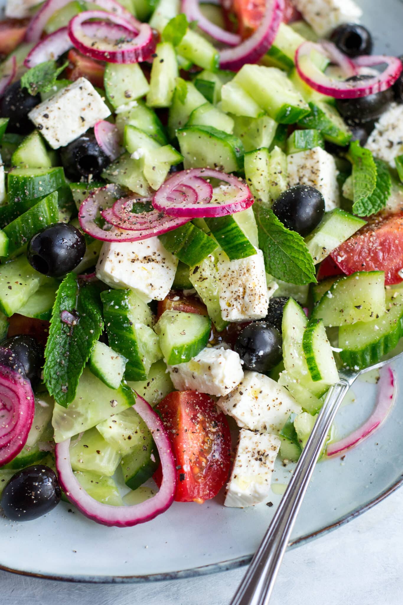 Keto Greek salad on a plate