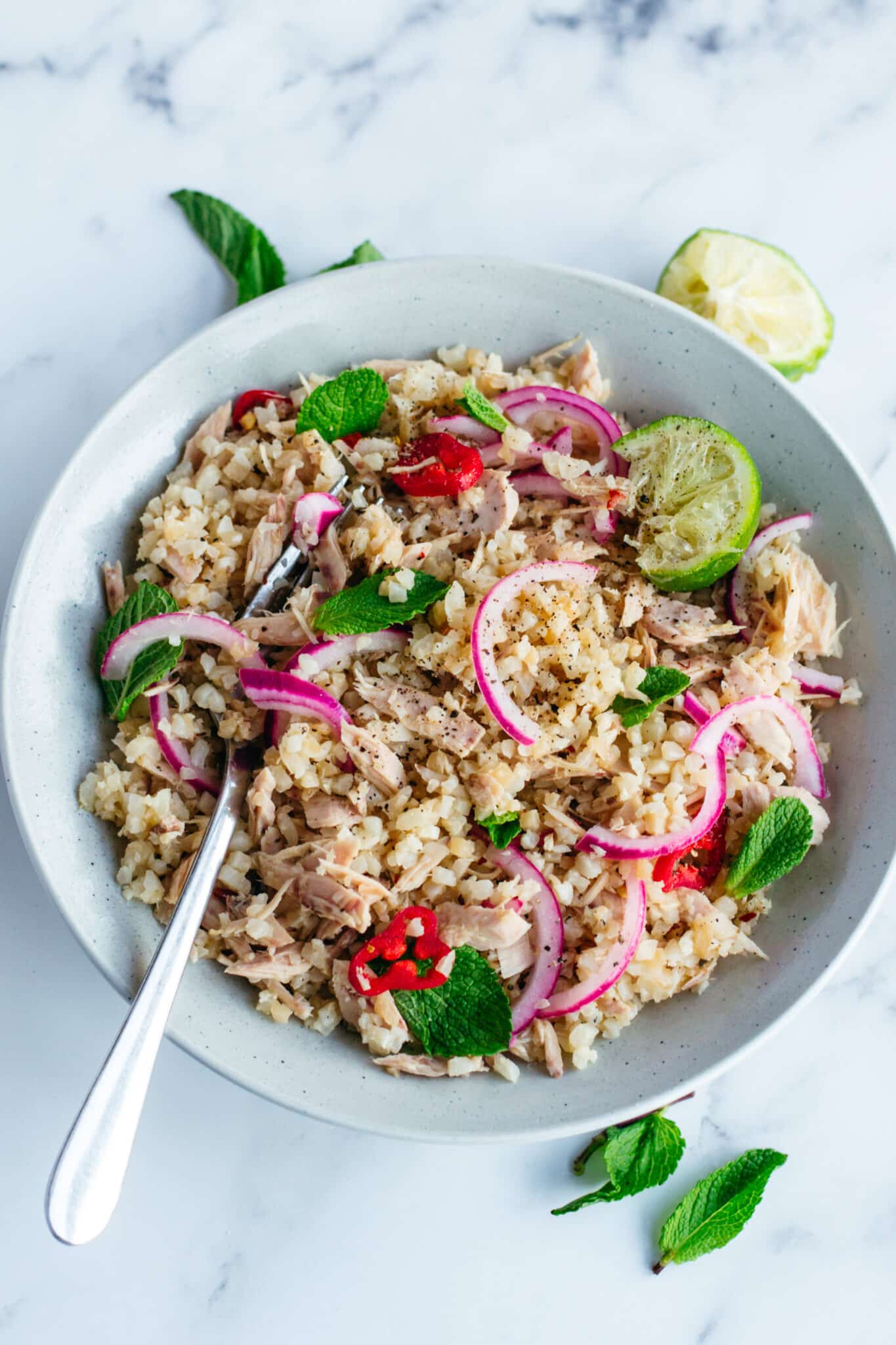 Keto tuna cauliflower rice stir fry