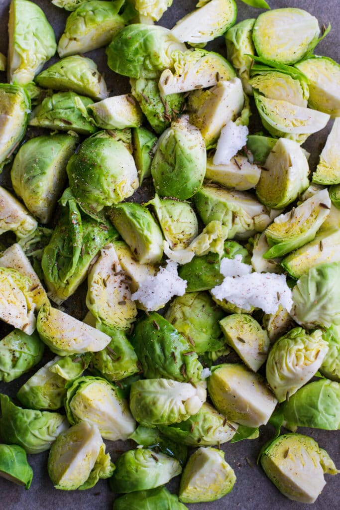 Brussels sprouts with oil and spices