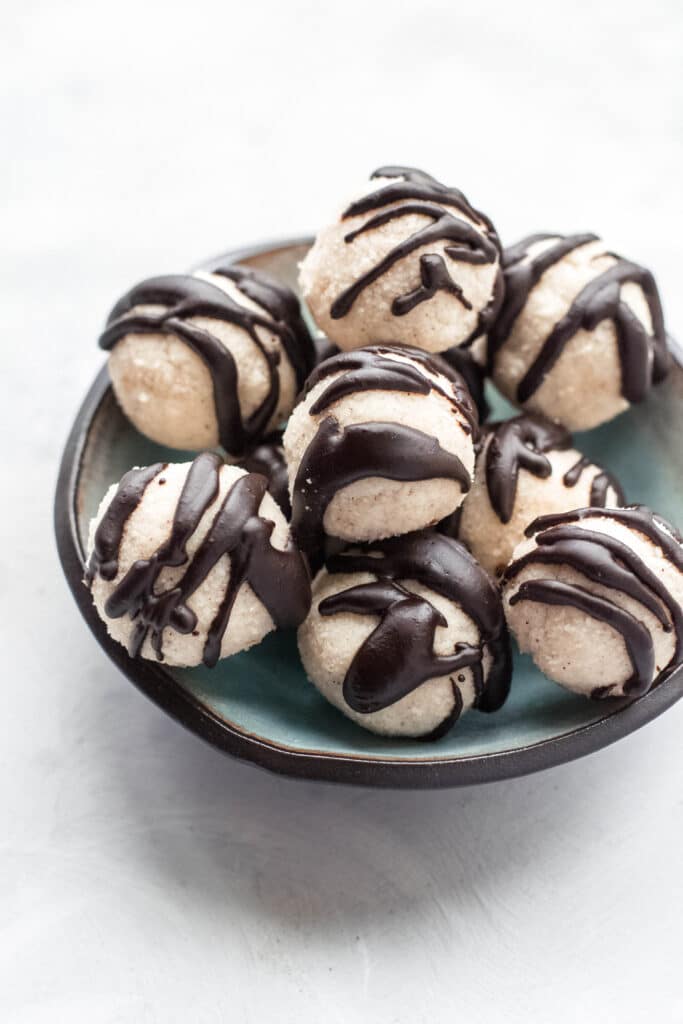 Keto coconut truffles in a bowl