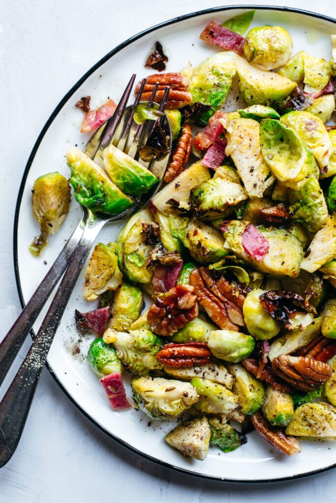 Roasted Brussels sprouts with bacon