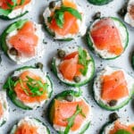 Smoked salmon bites with cucumber and cream cheese