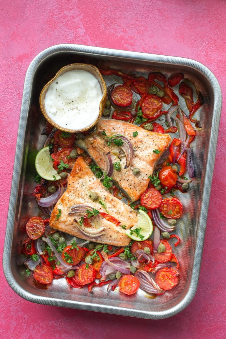 Easy keto one pan salmon dinner