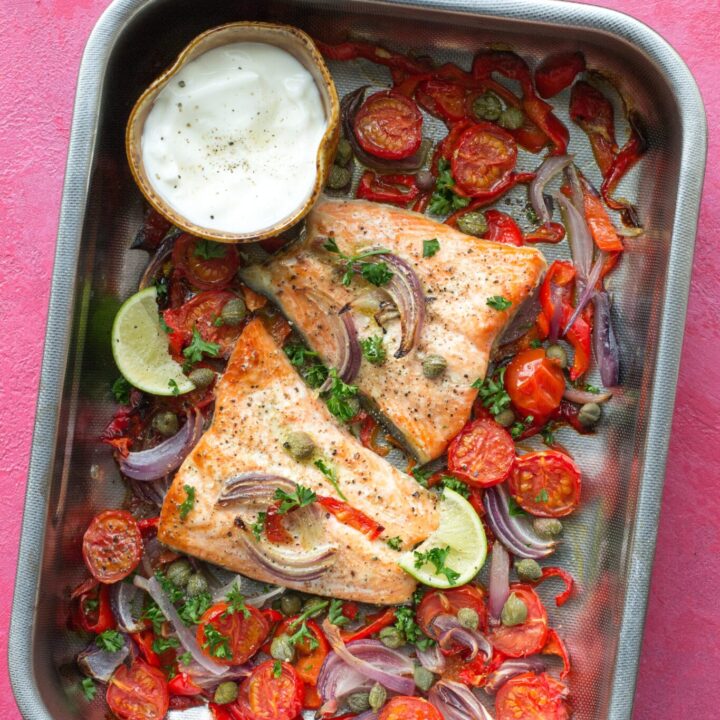 Easy keto one pan salmon dinner