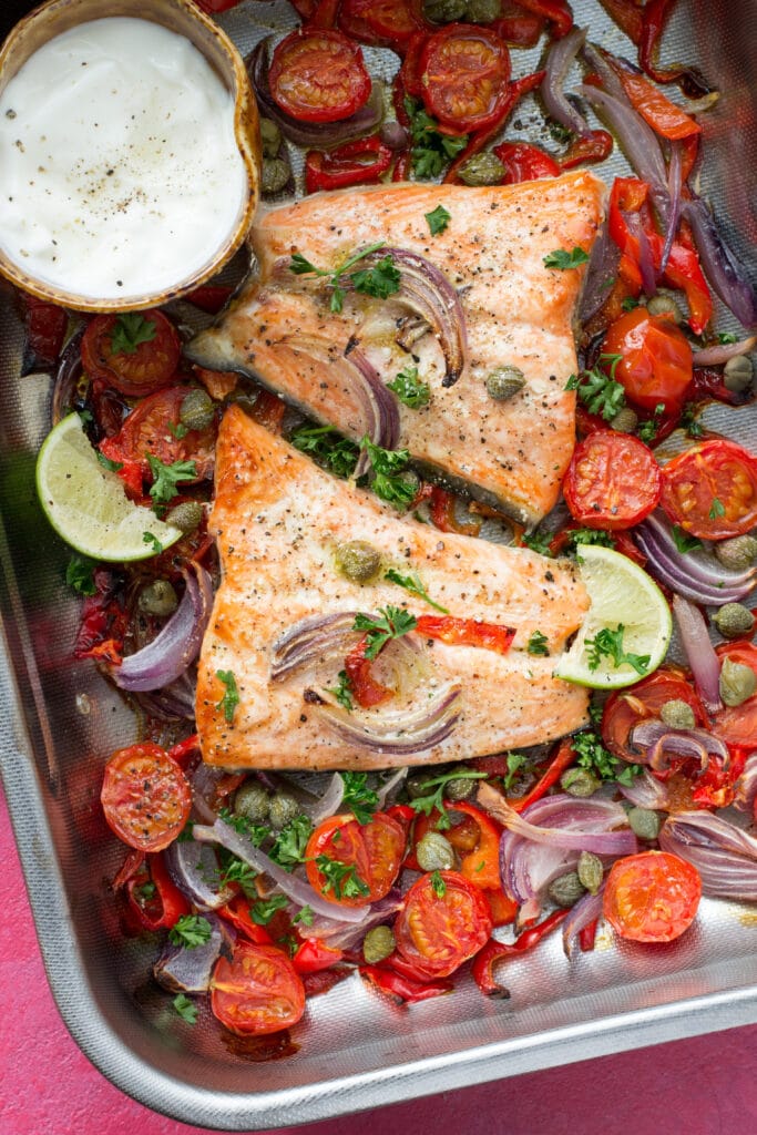 Easy keto one pan salmon dinner