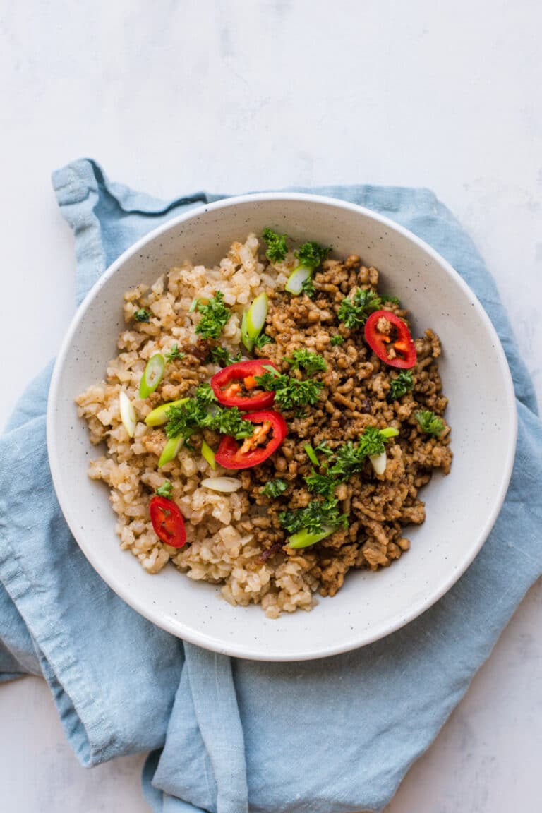 Keto pork stir fry with cauliflower rice