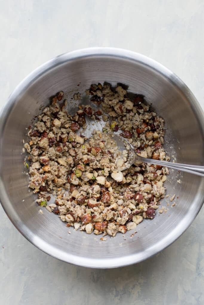 Ingredients for keto granola in a bowl