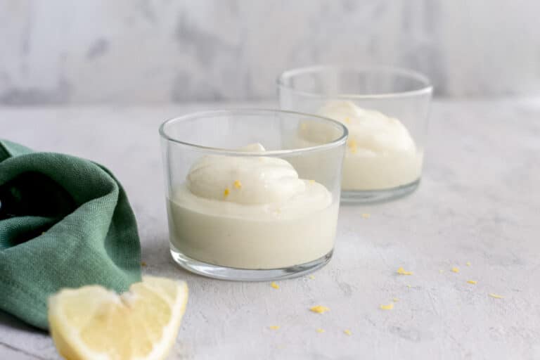 Two small cups with lemon mousse