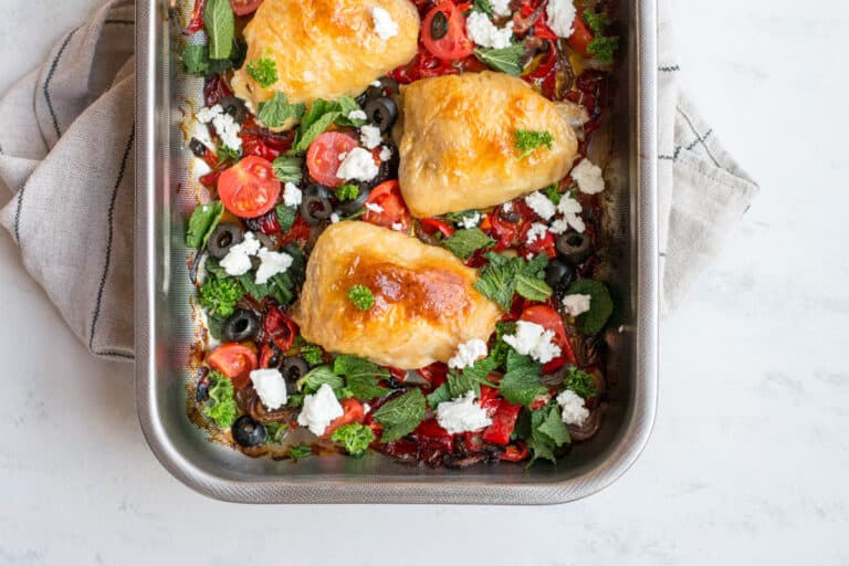 Cooked chicken and vegetables