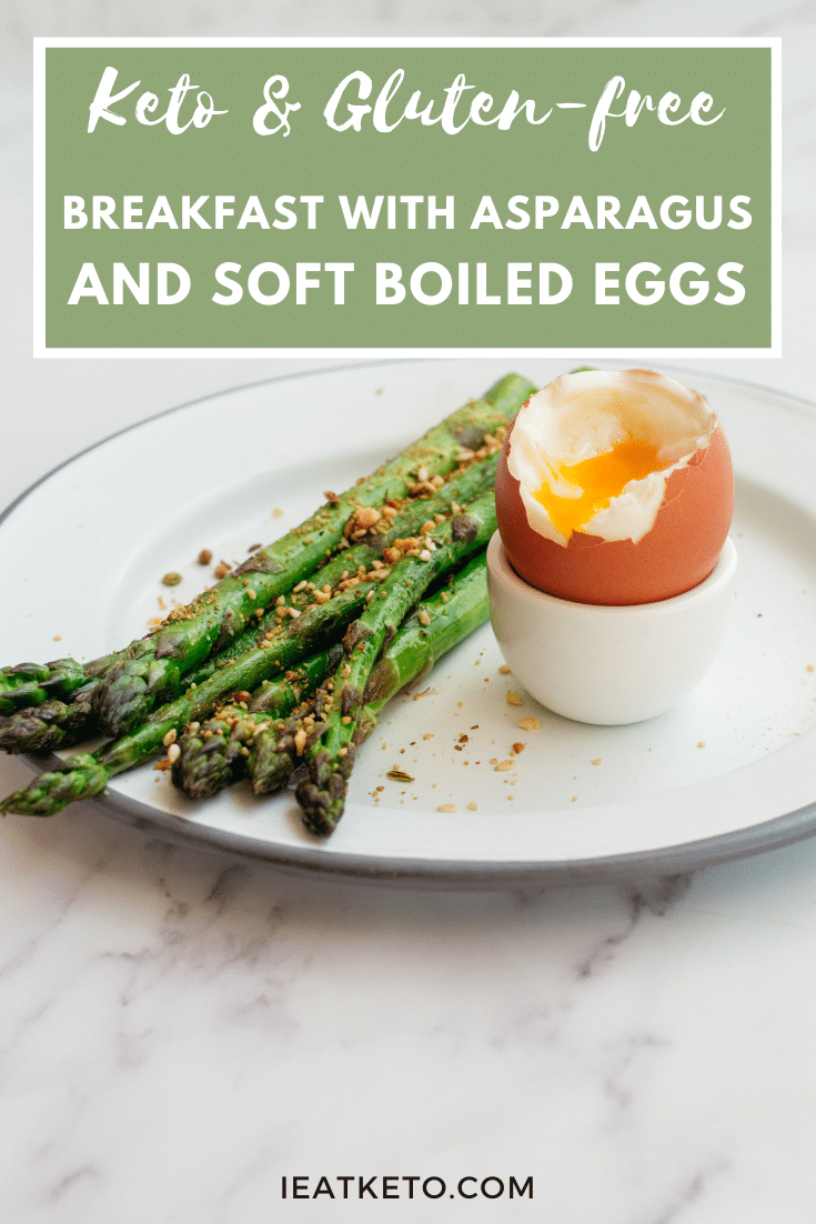 Keto breakfast with asparagus and soft boiled eggs