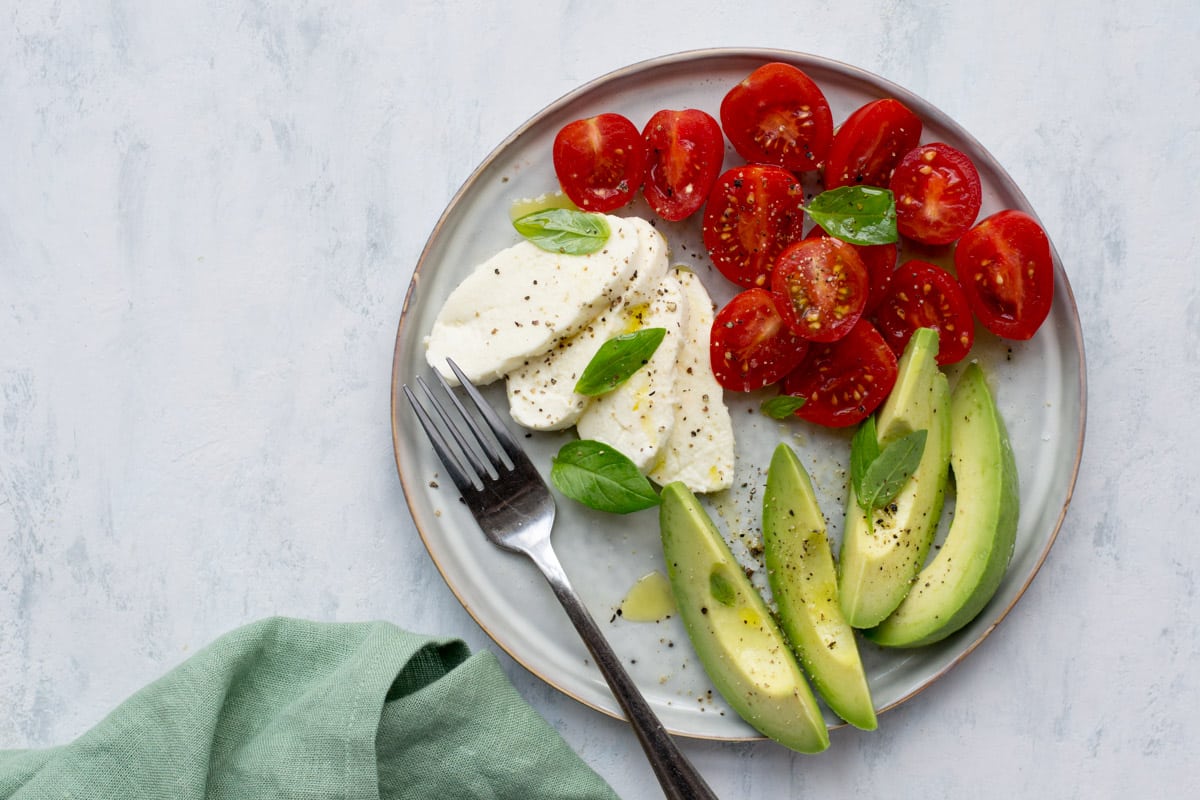 Caprese salad with avocado