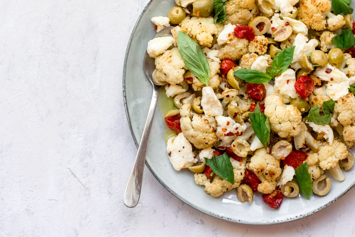 Keto cauliflower salad on a plate