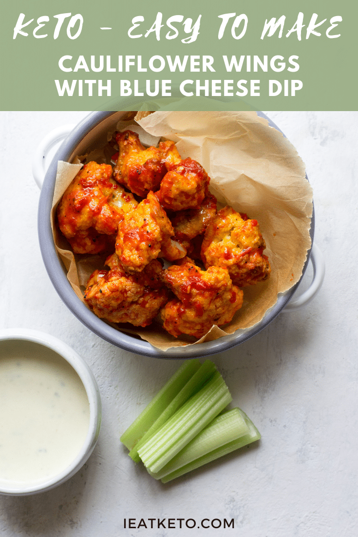 Keto cauliflower wings with blue cheese dip