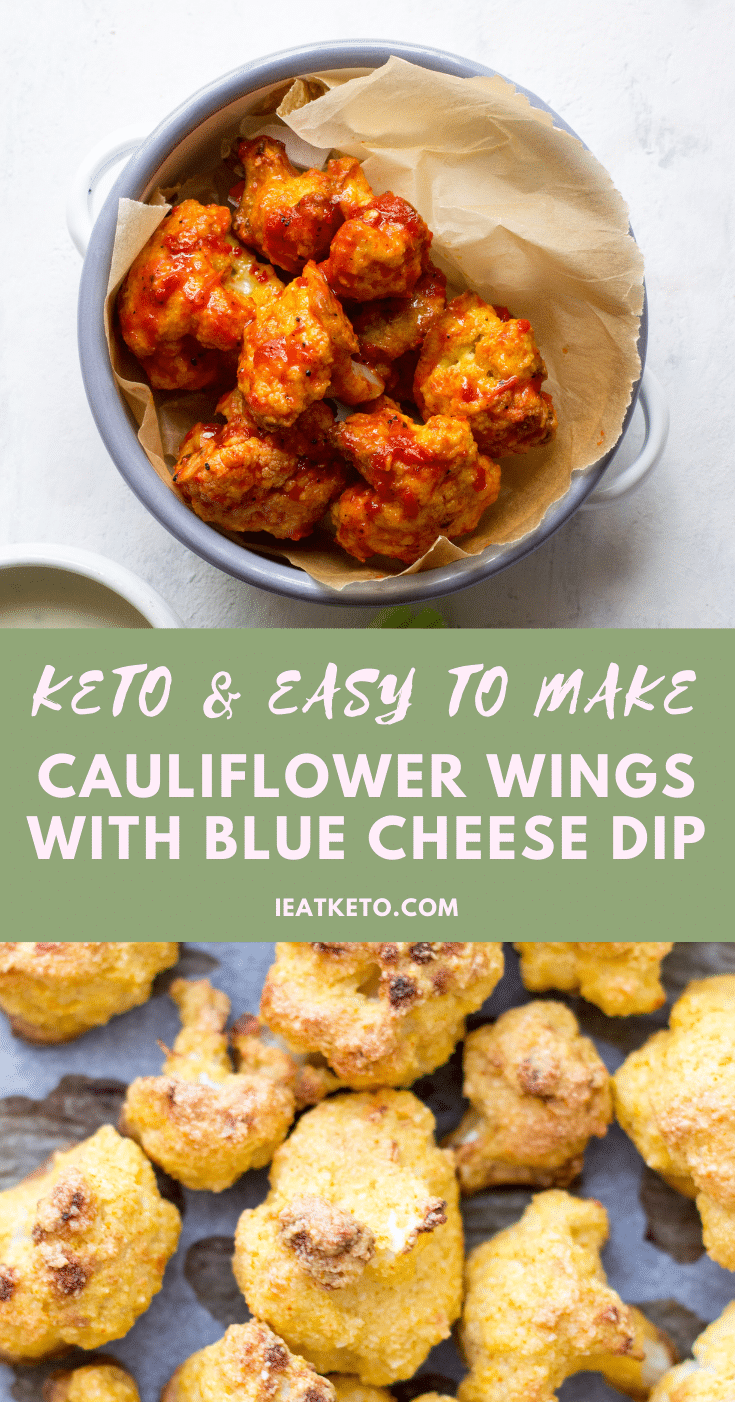 Keto cauliflower wings with blue cheese dip