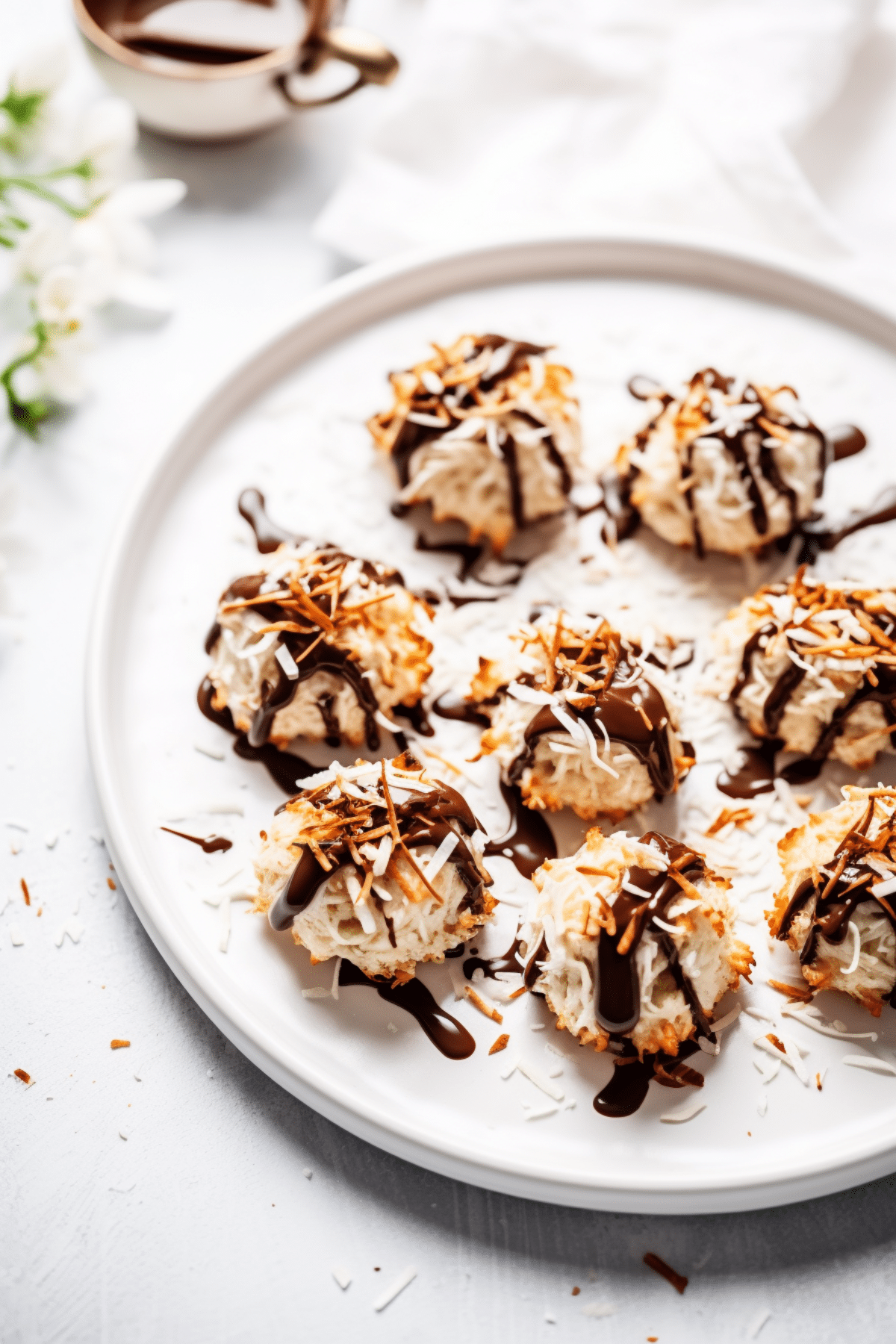 Keto Coconut Macaroons Dipped in Dark Chocolate_001