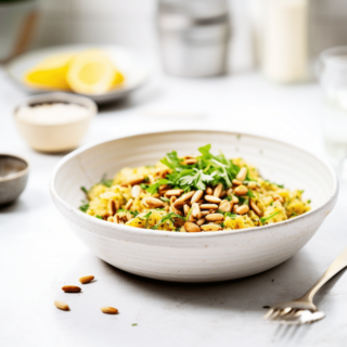 Keto Saffron Cauliflower Pilaf with Pine Nuts_001