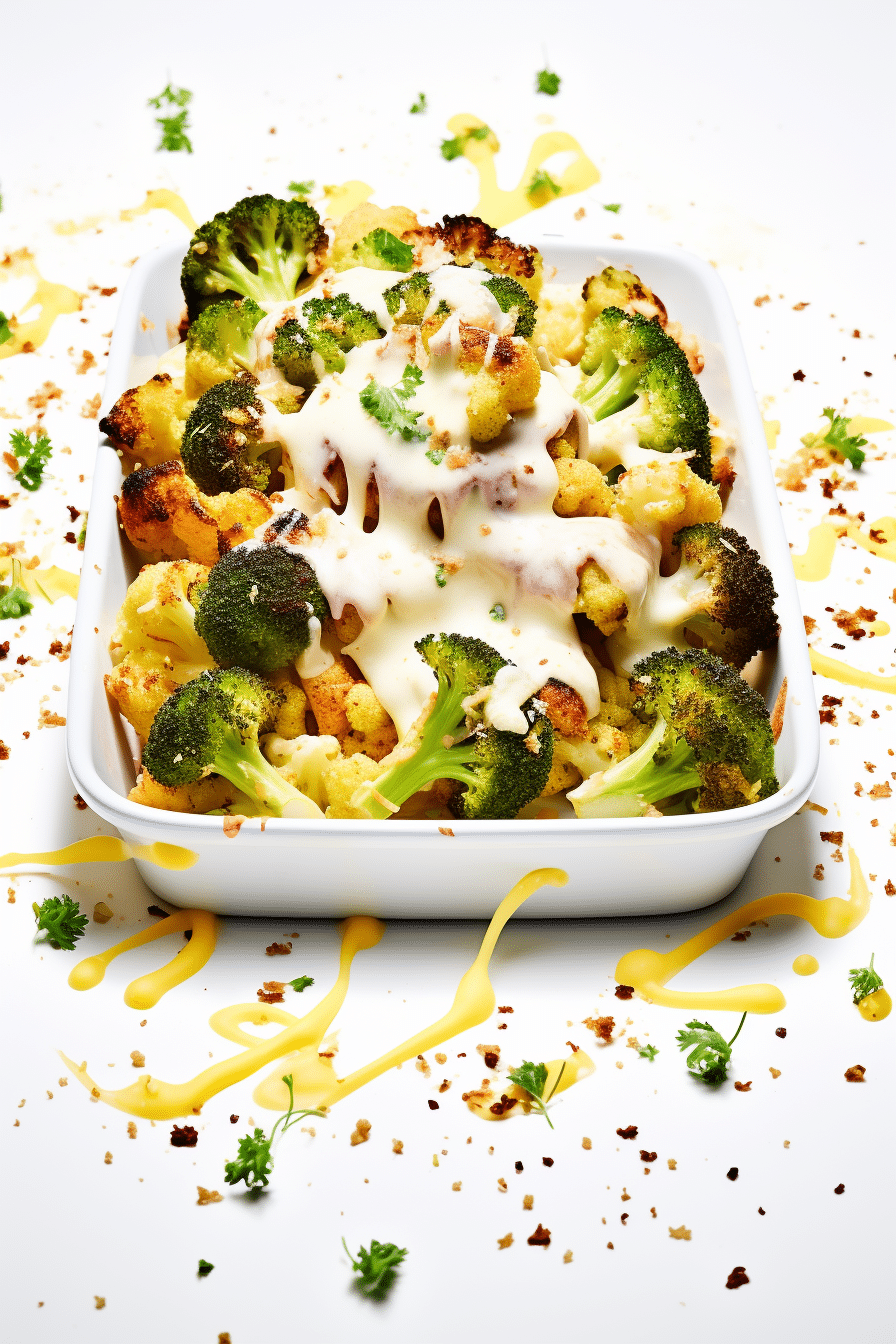 Cheesy Cauliflower and Broccoli Bake in Oven