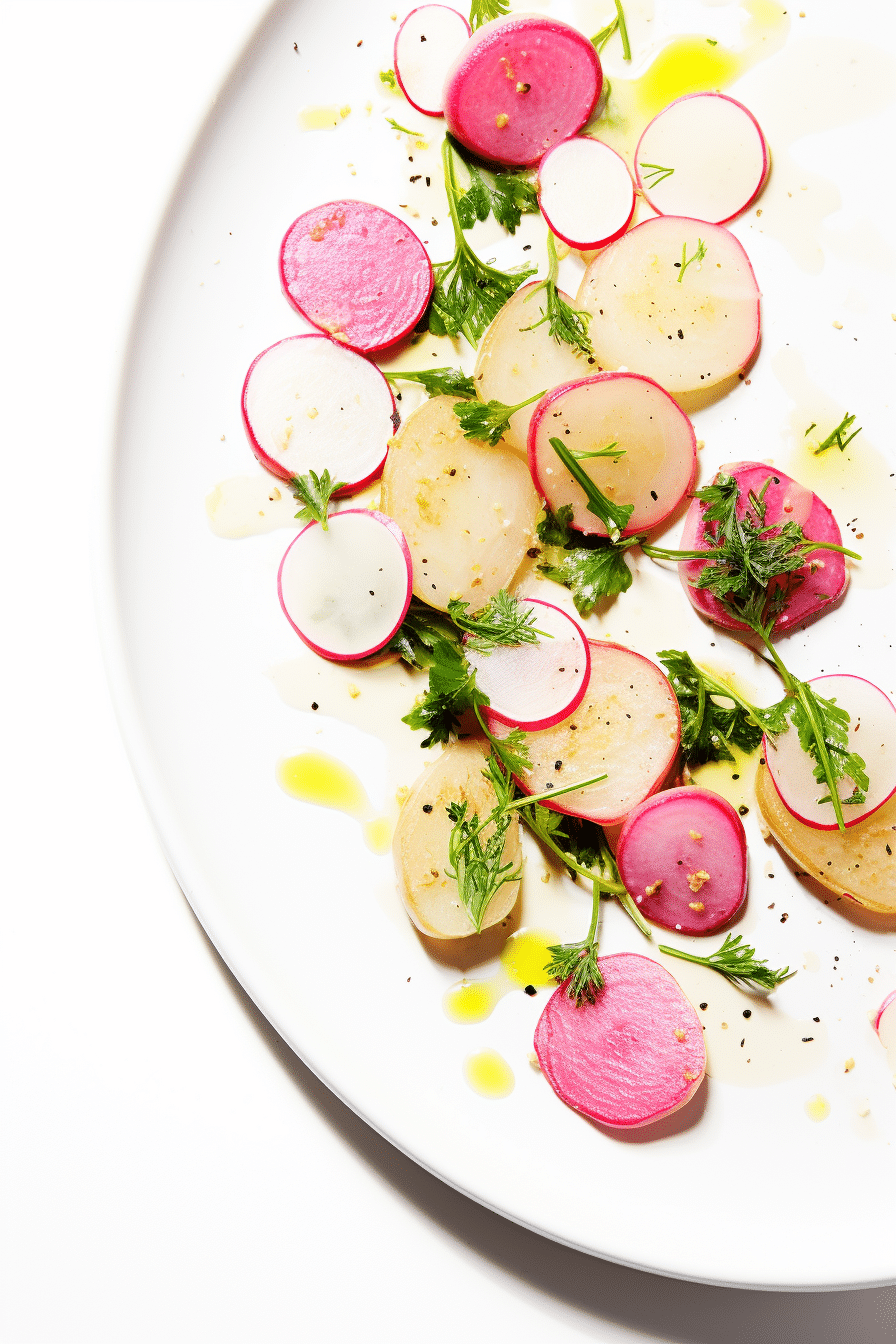 Prepping Radishes and Turnips