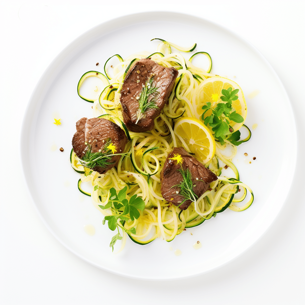 Garlic Butter Steak Bites with Lemon Zucchini Noodles