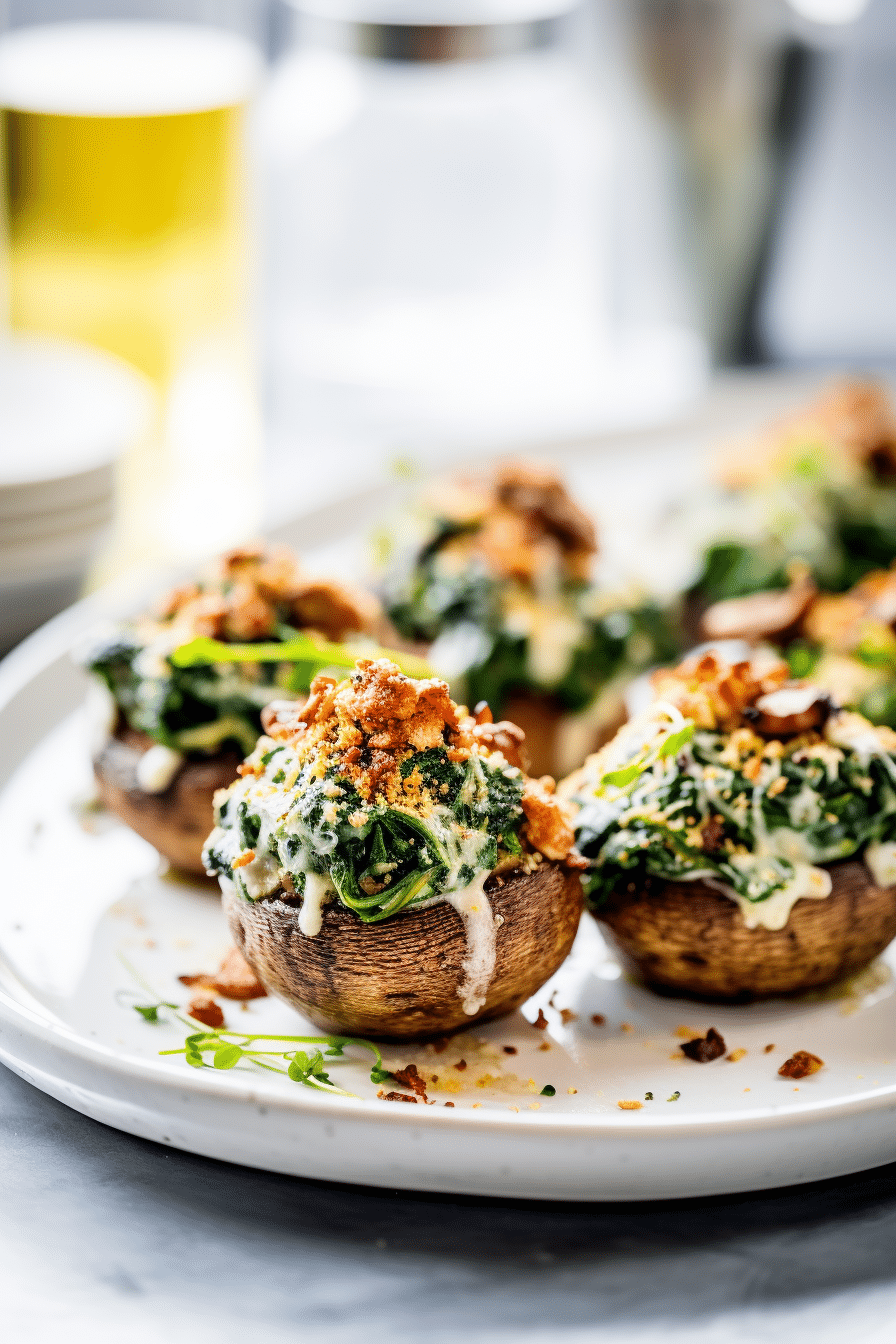 Keto Bacon and Spinach Stuffed Mushrooms Ready to Serve