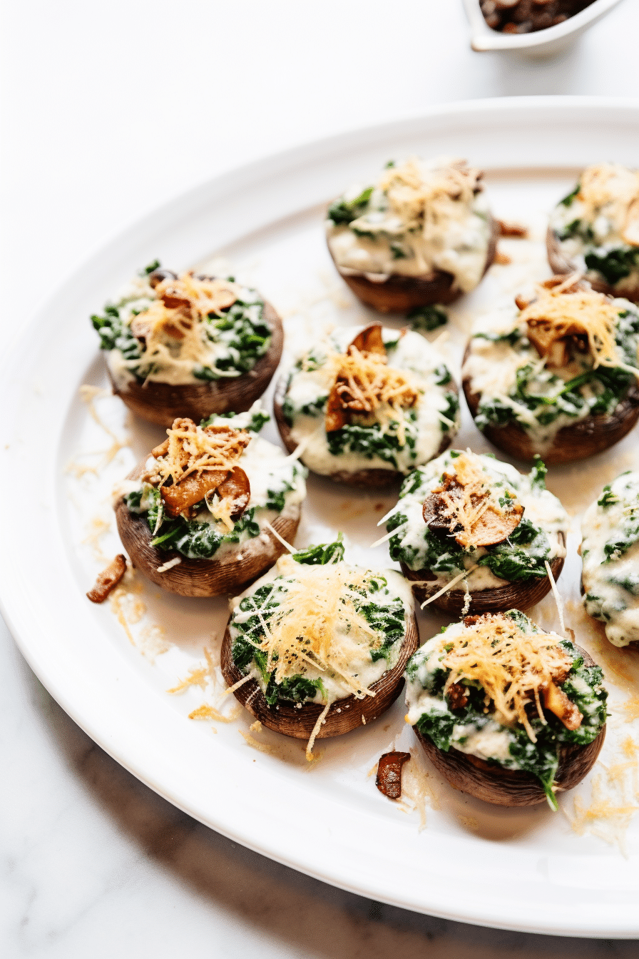 Preparing Keto Bacon and Spinach Stuffed Mushrooms