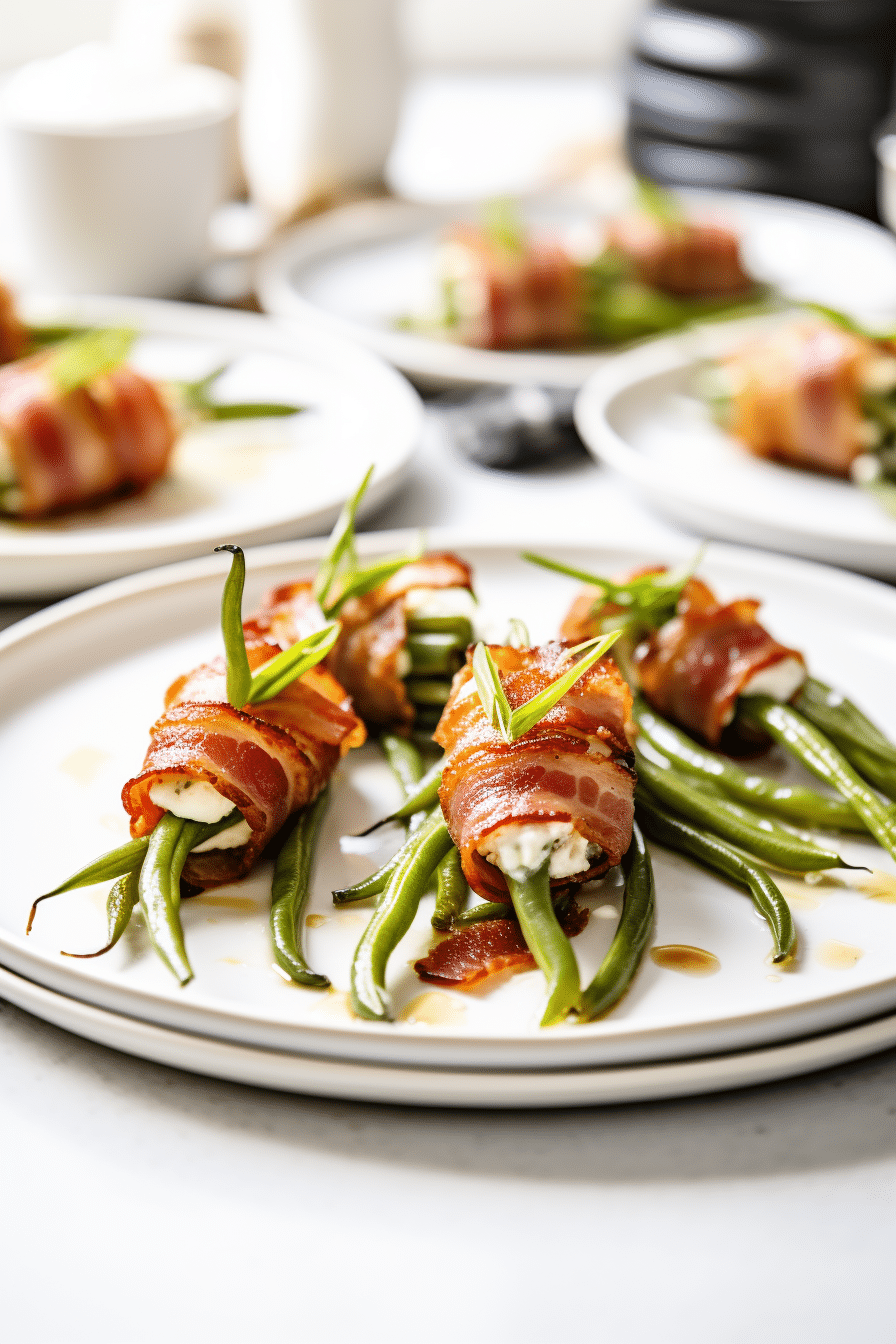 Keto Bacon-Wrapped Green Bean Bundles Ready to Serve