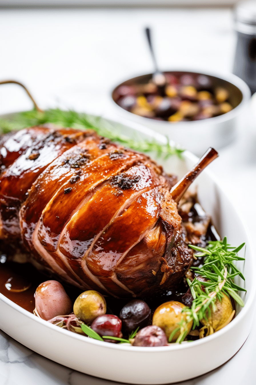 Preparing Keto Balsamic Glazed Ham