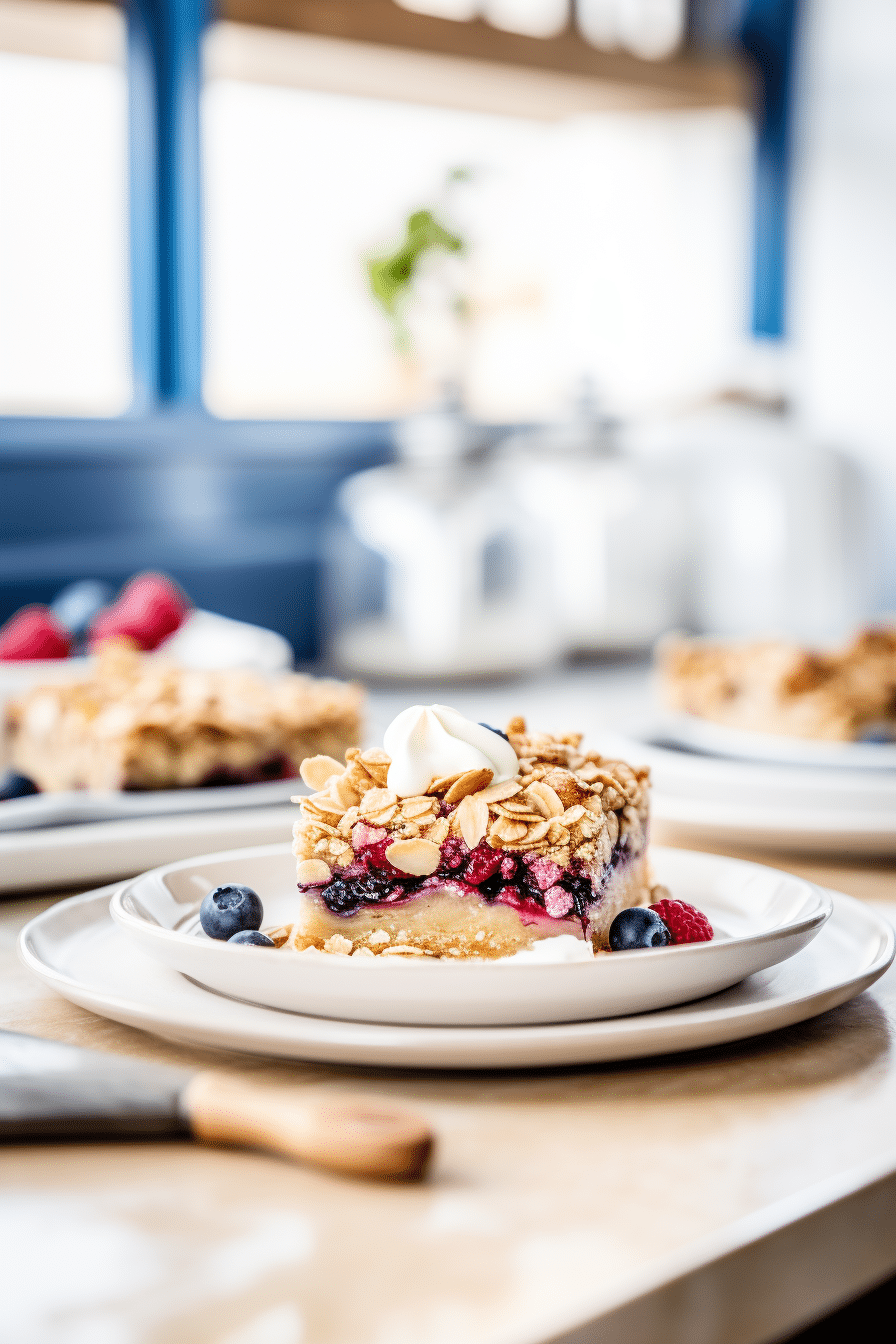 Keto Berry Crumble Bars Ready to Serve