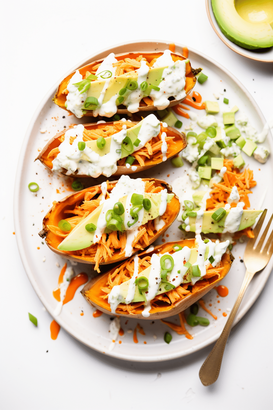 Preparing Keto Buffalo Chicken Stuffed Avocados
