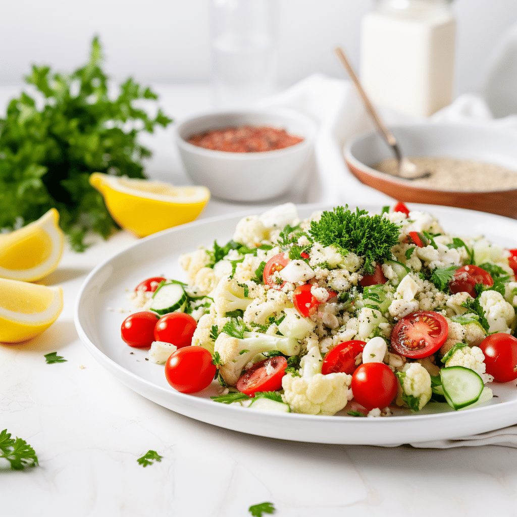 Preparing Keto Cauliflower Tabbouleh